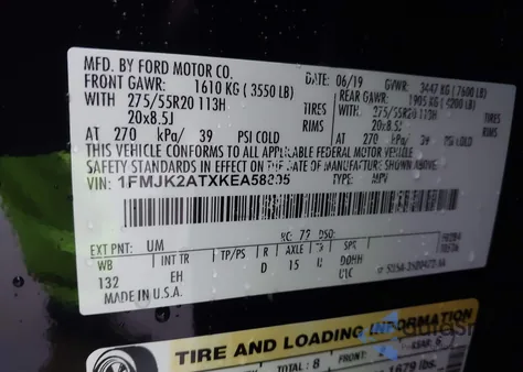 2019 Ford Expedition Max Limited из США, поврежденный, VIN 1FMJK2ATXKEA58895